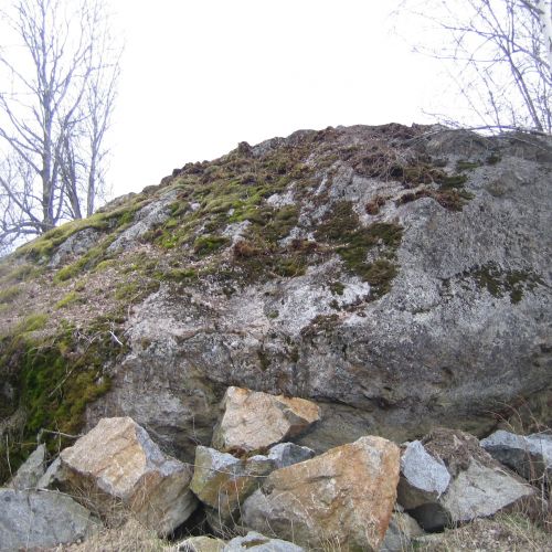 Sämjostenen-siirtolohkare läheltä. Lohkare on kuutisen metriä korkea. Valokuva: Bjarne Stoor, 2007.