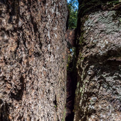 Mestoosplassin kalliossa on syviä kuiluja.